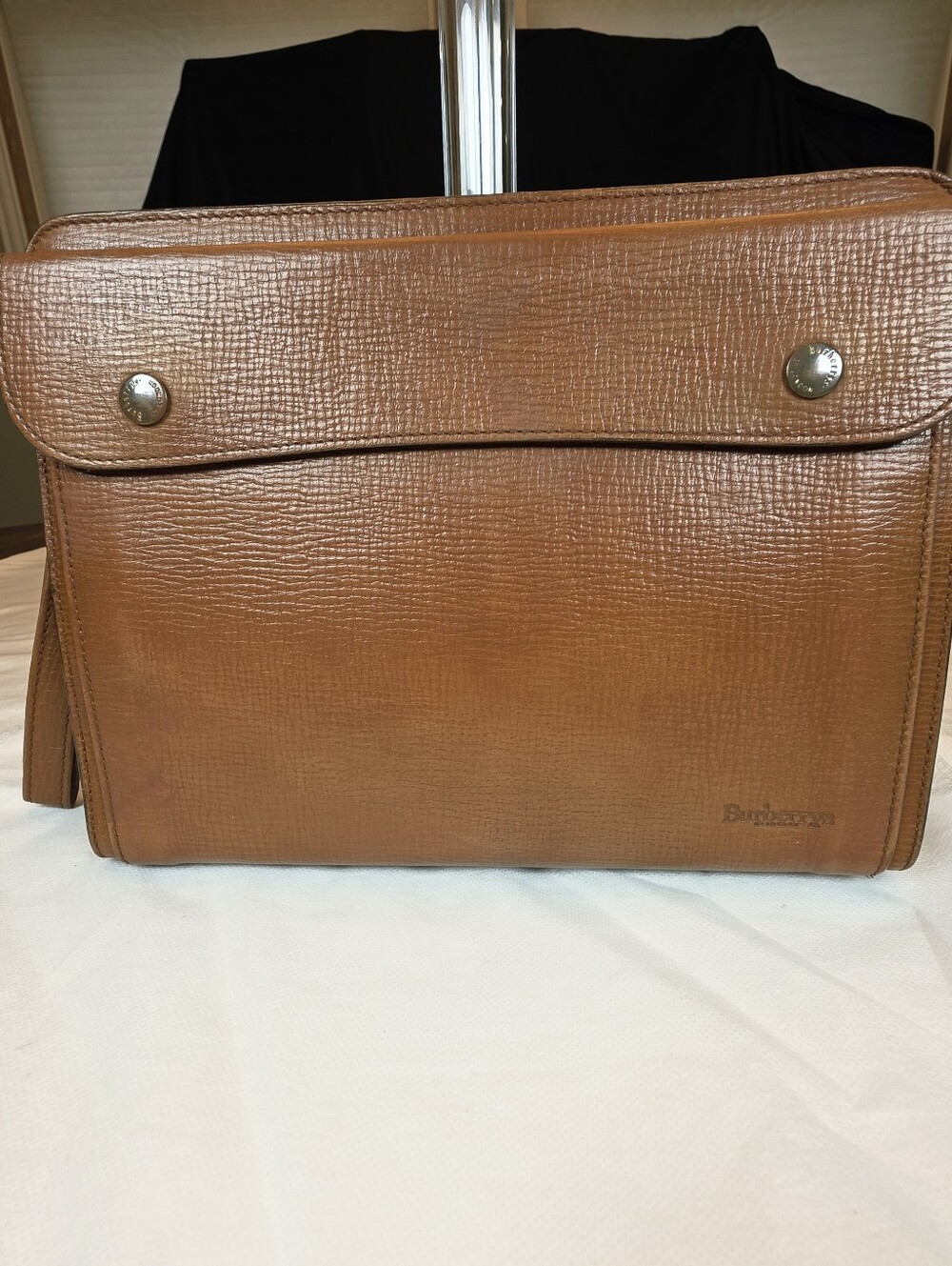 Vintage Burberrys of London Brown Leather Wristlet Clutch Bag